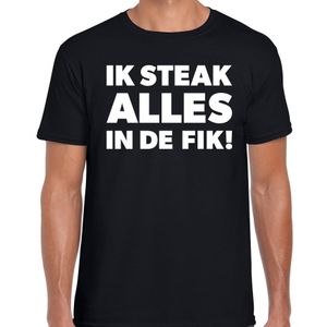 Ik steak alles in de fik bbq / barbecue cadeau t-shirt zwart voor heren