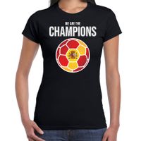 Spanje EK/ WK supporter t-shirt we are the champions met Spaanse voetbal zwart dames