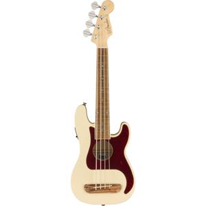 Fender Fullerton Precision Bass Uke WN Tortoiseshell Pickguard Olympic White elektrisch-akoestische bas ukelele