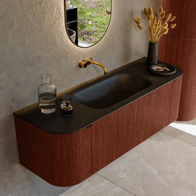 Badmeubel Mondiaz Kurve | 140 cm cm | Meubelkleur Ruby | Wastafelkleur Urban | Solid surface | Wasbak midden spoelbak | Zonder kraangat(en)