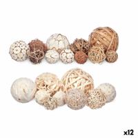 Set of Decorative Balls Wit Bruin (12 Stuks)
