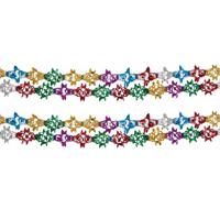 Disco glitter feestslinger - 2x - 270 x 15 cm - glanzend - folie slingers - versiering - glamour par