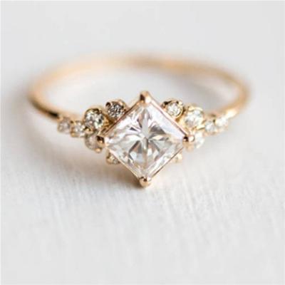Geometrische vierkante ringen voor vrouwen bruiloft Strass vinger ringen charme sieraden ring maat: 10