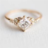 Geometrische vierkante ringen voor vrouwen bruiloft Strass vinger ringen charme sieraden ring maat: 10