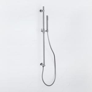 Fortifura Calvi Glijstangset - geïntegreerde wandaansluitbocht - doucheslang glad- staaf handdouche - Geborsteld Gunmetal PVD SW1111532/SW721165///SW766537
