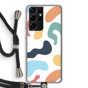 Memphis Shapes Blue: Samsung Galaxy S21 Ultra Transparant Hoesje met koord