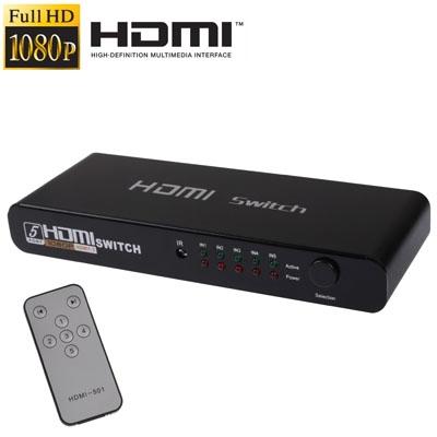 5 Poorten Full HD 1080P HDMI Switch met Switch & Afstandsbediening 1.3 Versie (5 Poorten HDMI Input 1 Poort HDMI Output)