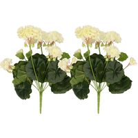 2x Kunstplant geranium wit 30 cm