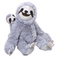 Pluche grijze luiaard met baby knuffel 38 cm speelgoed   - - thumbnail