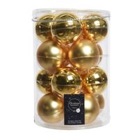 Decoris glazen kerstballen 16x stuks goud 8 cm mat/glans - thumbnail