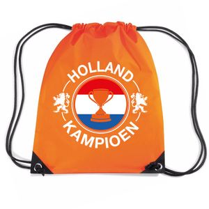 Holland kampioen beker voetbal rugzakje / sporttas met rijgkoord oranje