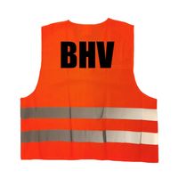 BHV vestje / hesje oranje met reflecterende strepen voor volwassenen - thumbnail