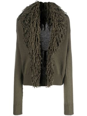 Blumarine cardigan en laine à franges - Vert