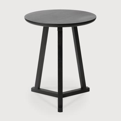 Ethnicraft Ronde Bijzettafel 'Tripod' Gevernist Eikenhout, 46cm, kleur Zwart