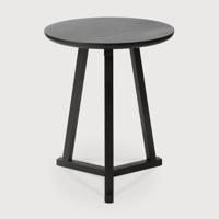 Ethnicraft Ronde Bijzettafel 'Tripod' Gevernist Eikenhout, 46cm, kleur Zwart