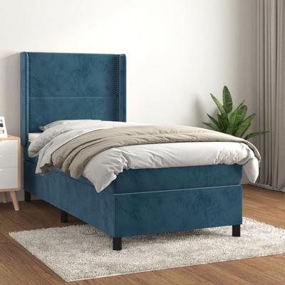 Boxspring met matras fluweel donkerblauw 100x200 cm