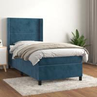 Boxspring met matras fluweel donkerblauw 100x200 cm