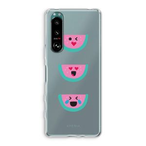 Smiley watermeloen: Sony Xperia 5 III Transparant Hoesje