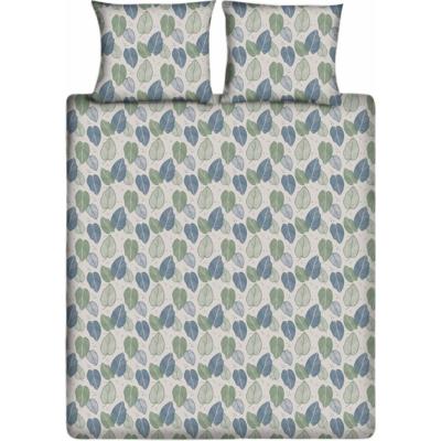 Ten Cate Katoenen Lits-Jumeaux Dekbedovertrek Graphic Leaves 240x220/220 cm Blauw/Groen