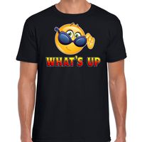 Funny emoticon t-shirt Whats up zwart heren