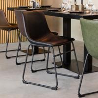 LABEL51 Eetkamerstoel Risto - Zwart - Kunstleder - Zwart Metalen Frame