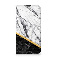 iPhone 13 Pro | Standcase | Marmer Wit Zwart - Origineel Cadeau Man