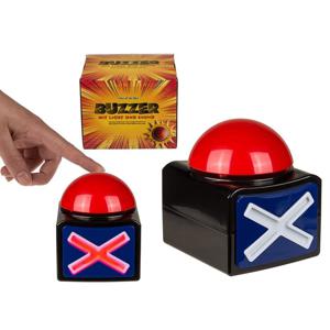 Buzzer drukknop met rood kruis - licht en geluid - 11 x 11 cm - TV show knop - Spelletjes show