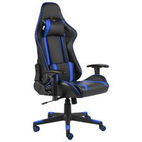 vidaXL Gamestoel draaibaar PVC blauw - thumbnail