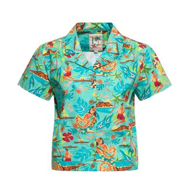 Queen Kerosin Short Sleeved Blouse Hawaii Mint-XL