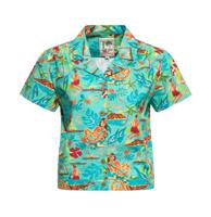 Queen Kerosin Short Sleeved Blouse Hawaii Mint-XXXL