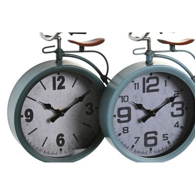 Tafelklok DKD Home Decor Blauw Groen Fiets Vintage (2 Stuks)