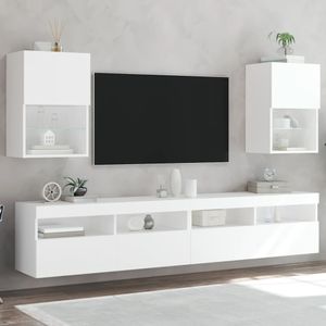 Tv-meubels met LED-verlichting 2 st 40,5x30x60 cm wit