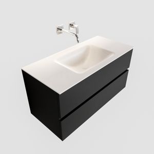 Badkamermeubel Solid Surface BWS Oslo 100x45 cm Mat Zwart Urban Midden (0 kraangaten)