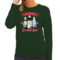 Foute Kersttrui/sweater voor dames - IJskoud bier - groen - Christmas beer