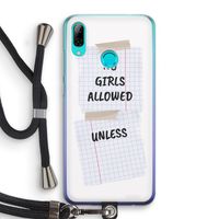 No Girls Allowed Unless: Huawei P Smart (2019) Transparant Hoesje met koord