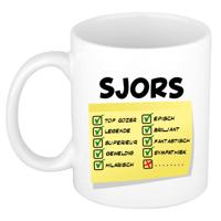 Naam mok Sjors - wit - top gozer - keramiek - 300 ml - cadeau collega beker Naam mok Sjors - wit - top gozer - keramiek - 300 ml - cadeau collega beker