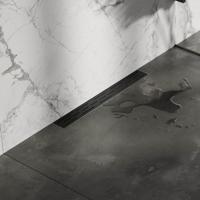 Douchegoot Brauer WallDrain Zwart Geborsteld Muur Montage 60x7 cm Inclusief Sifon Kunststof Standaard Rooster