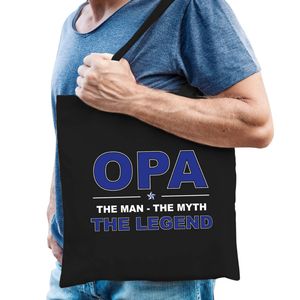 Opa the legend tas zwart voor heren - Feest Boodschappentassen