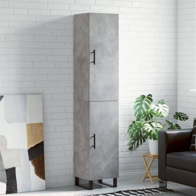 Hoge kast 34,5x34x180 cm bewerkt hout betongrijs