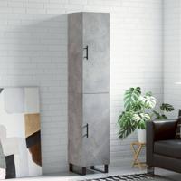 Hoge kast 34,5x34x180 cm bewerkt hout betongrijs