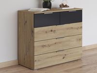 Commode MANOZA 5 lades artisan eik/metaalgrijs