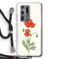 Red poppy: Huawei P40 Pro Plus Transparant Hoesje met koord