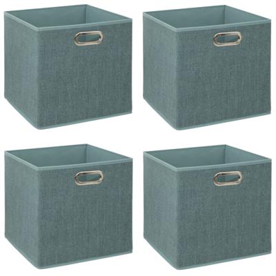 Opbergmand/kastmandje - 4x - IJsblauw - 31 x 31 x 31 cm - 29 liter - Vakkenkast manden - Stof