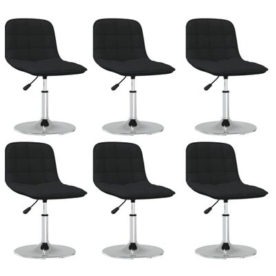 vidaXL Eetkamerstoelen draaibaar 6 st stof zwart