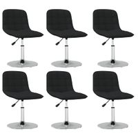vidaXL Eetkamerstoelen draaibaar 6 st stof zwart - thumbnail