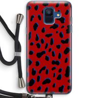 Red Leopard: Samsung Galaxy A6 (2018) Transparant Hoesje met koord