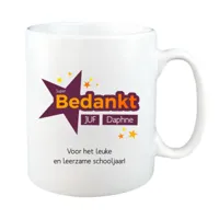 Super Bedankt Juf mok met naam (wit)