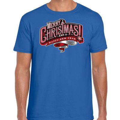 Merry Christmas Kerstshirt / Kerst t-shirt blauw voor heren Merry Christmas Kerstshirt / Kerst t-shirt blauw voor heren