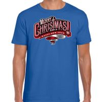 Merry Christmas Kerstshirt / Kerst t-shirt blauw voor heren