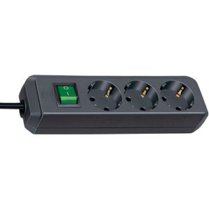 Brennenstuhl Eco-Line stekkerdoos met schakelaar 3-voudig zwart 3m H05VV-F 3G1,5 | Mtools